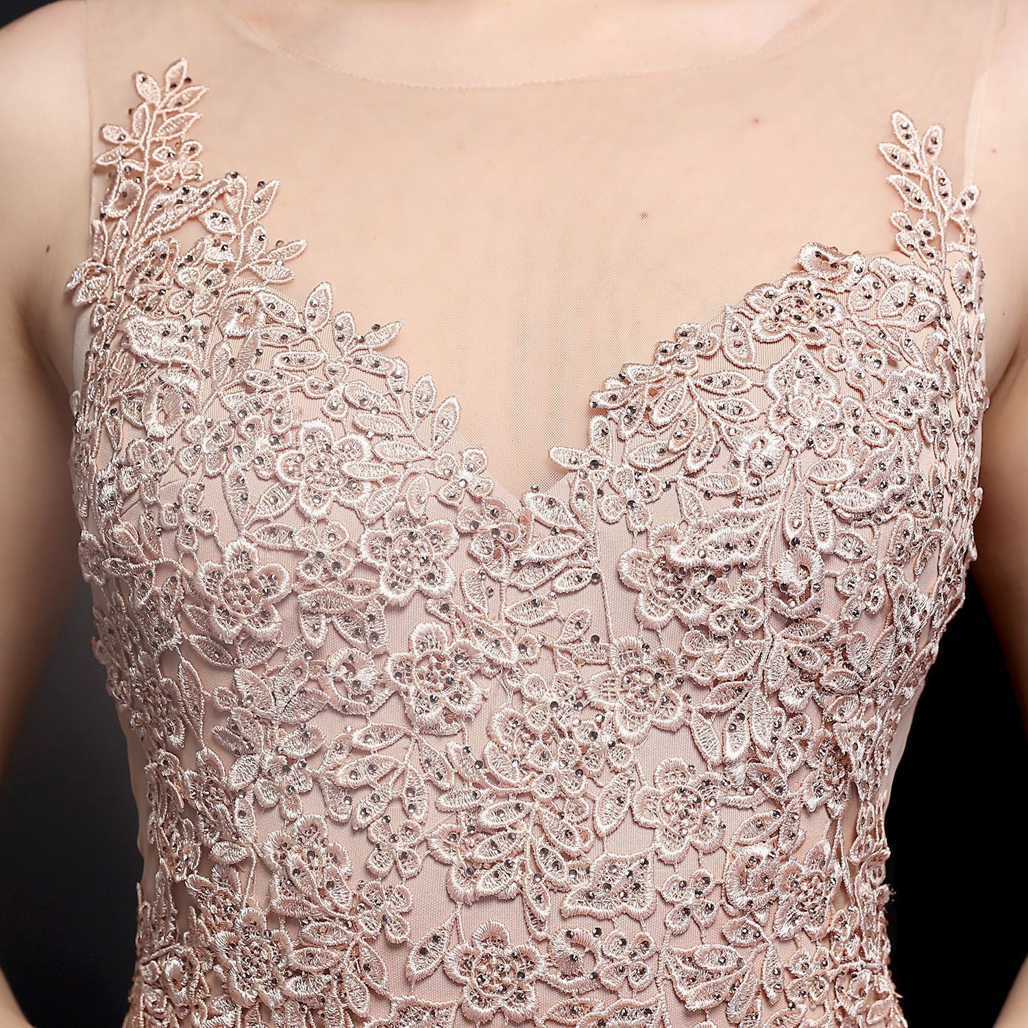 Women Lace Rhinestone Fishtail Evening Dress 28