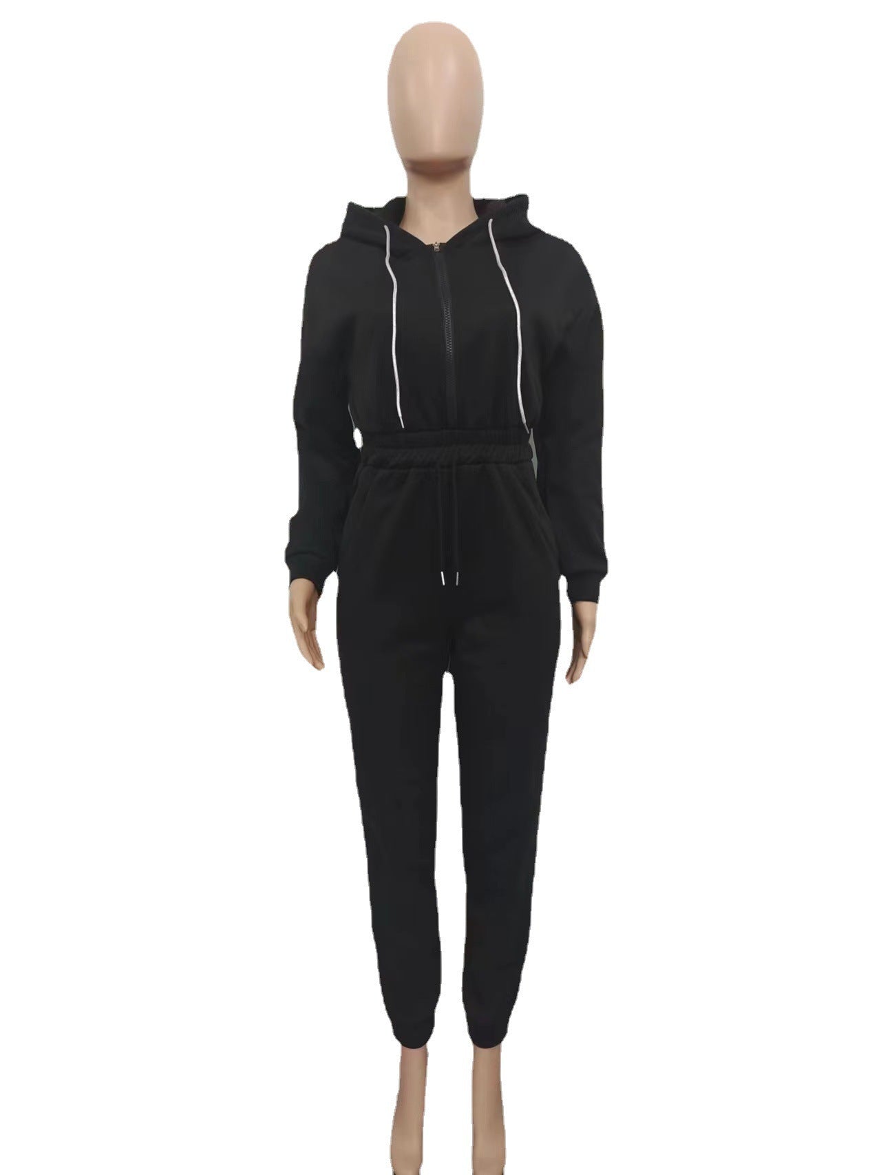 Sexy Women'S Hooded Solid Color Long Sleeve Casual Jumpsuit 21