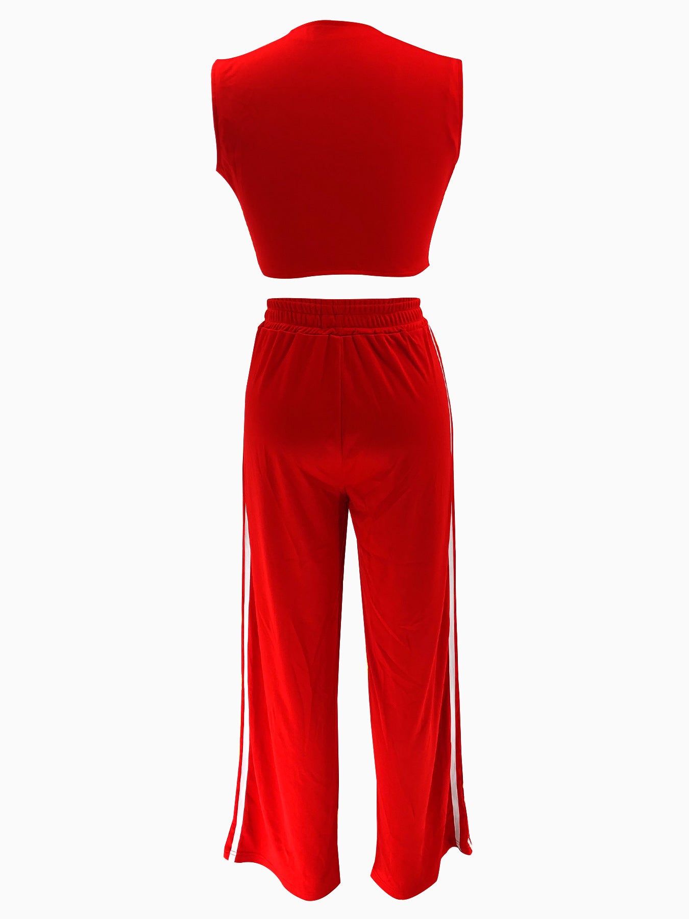 Women Sleeveless Crop Top and Casual Long Pants Two-Piece Set 5