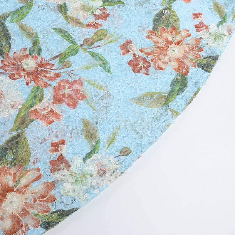 Women's Holidays Sleeveless Lace Trimmed Print Dress 14