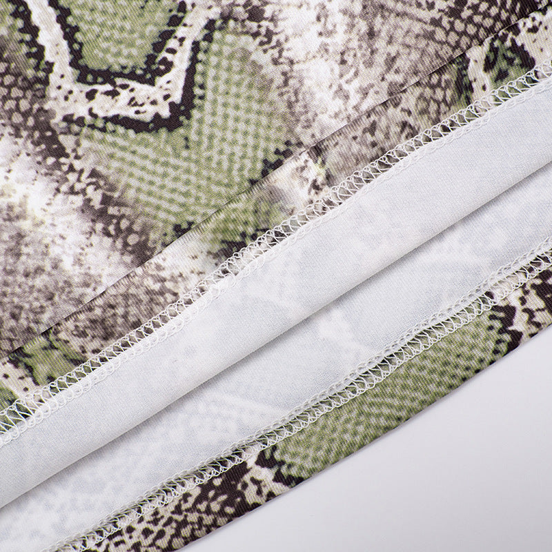 Women Fall Snake Print Halter Neck Sleeveless Top and Pants Two-Piece Set 14