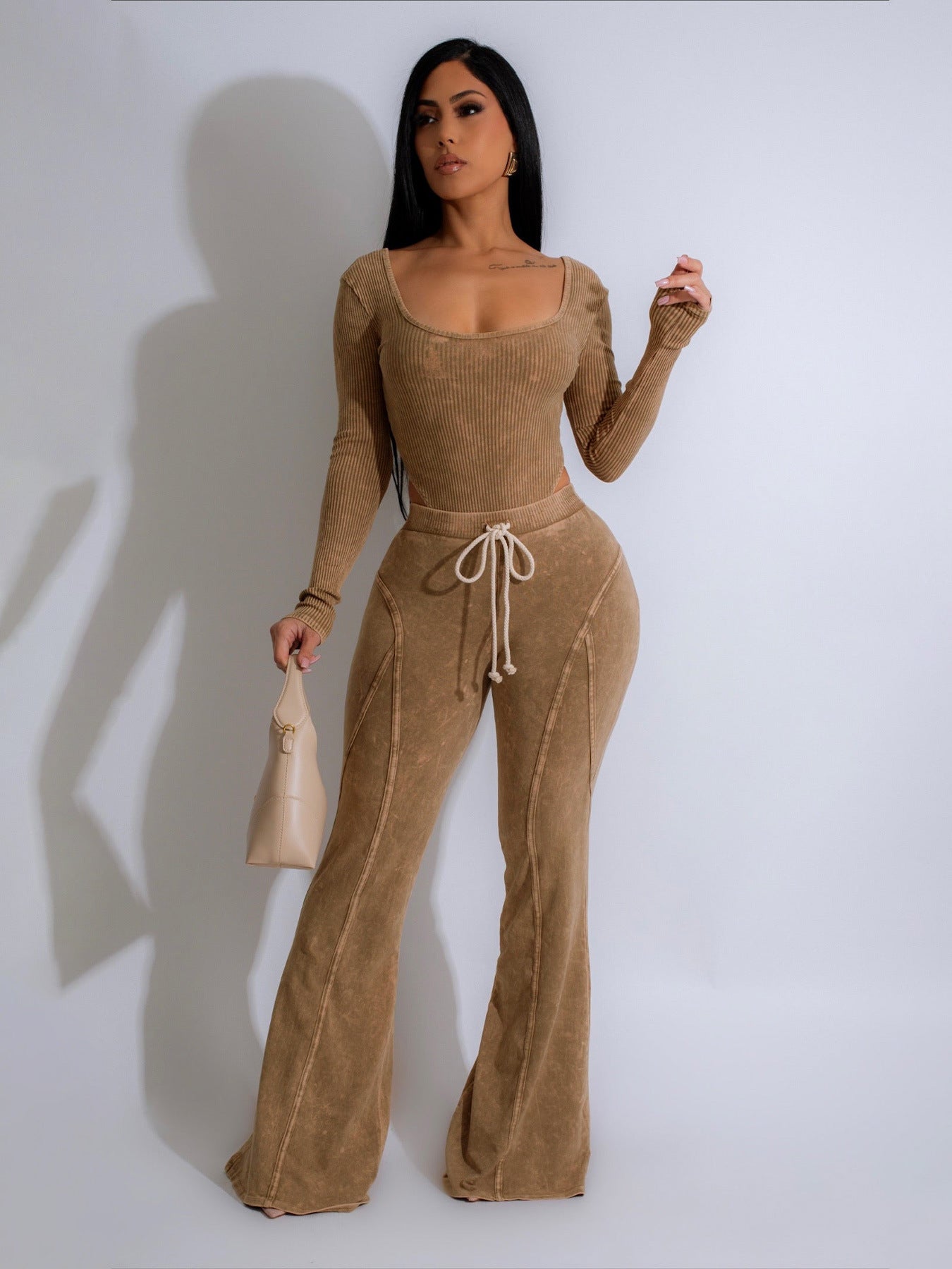 Women autumn and winter sexy bodysuit and Pant two-piece set 8