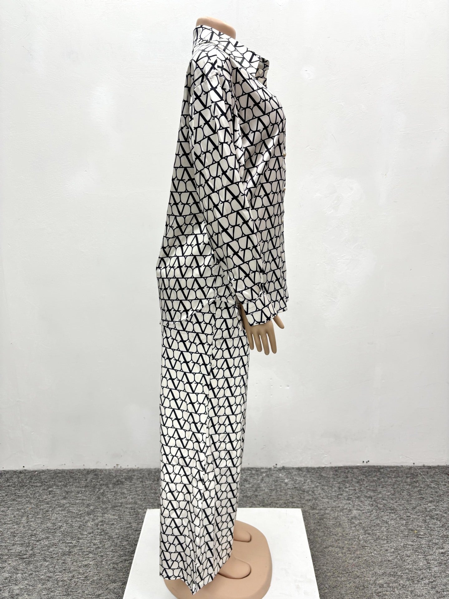 Printed Long Sleeve Shirt Wide Leg Trousers Two-Piece Set Africa Spring And Autumn Suit Fashion Women's Clothing 10