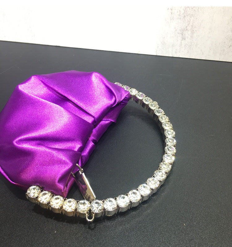 women's rhinestone clutch bag diamond pleated mini evening bag Messenger small bag 32