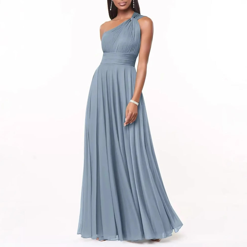 Evening Dress Long Slim Fit Bridesmaid Dress Wedding One-Shoulder Chiffon Ball Gown（Processing time need 3-6 days） 17