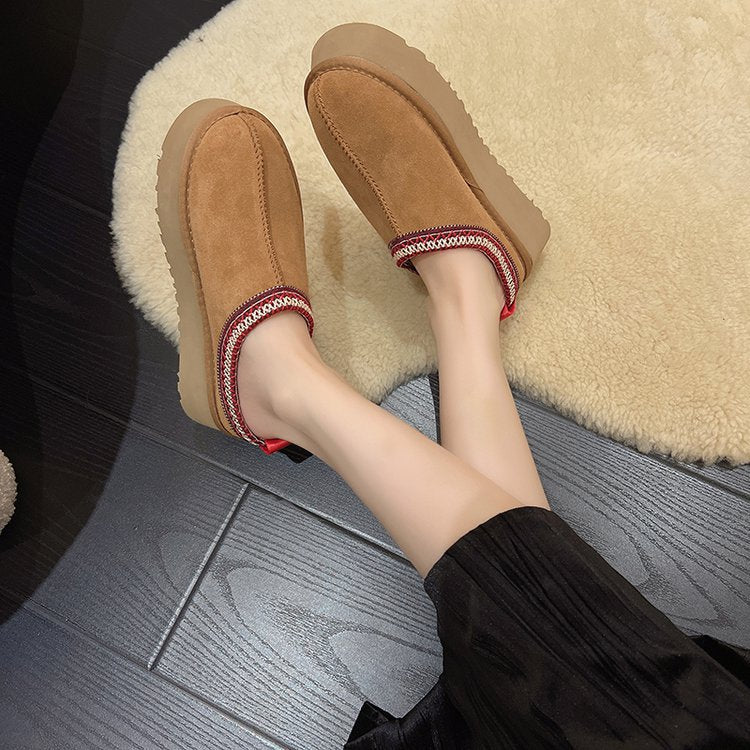 Snow Boots For Women Winter Fur All-In-One Toe-Cap Slippers Platform Furry Shoes 4