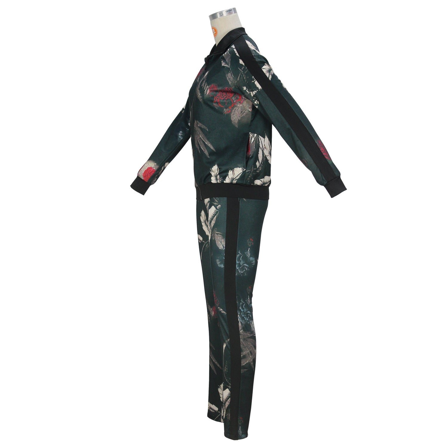 Women Top Zipper Placket Half High Neck Long Sleeve Top and Long Pants Casual Two-piece Set 5