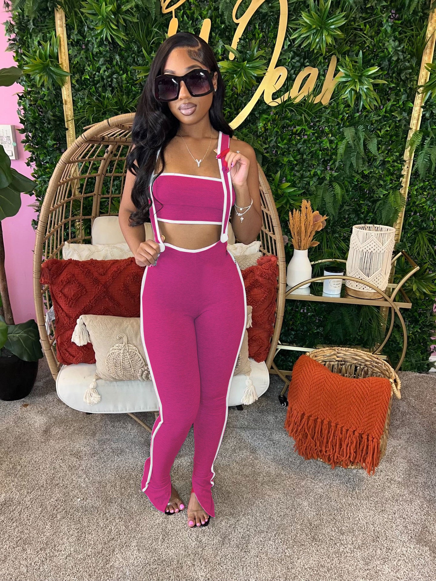 Tube Top Strap Trousers Two-Piece Set 3