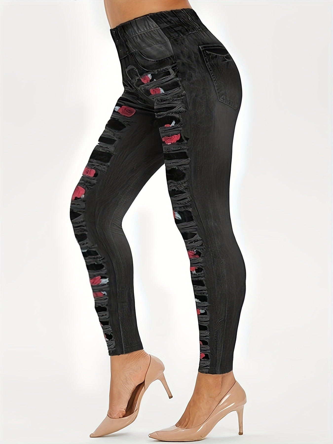 Women Casual Stretch Printed Sports Basic Yoga Pants 8