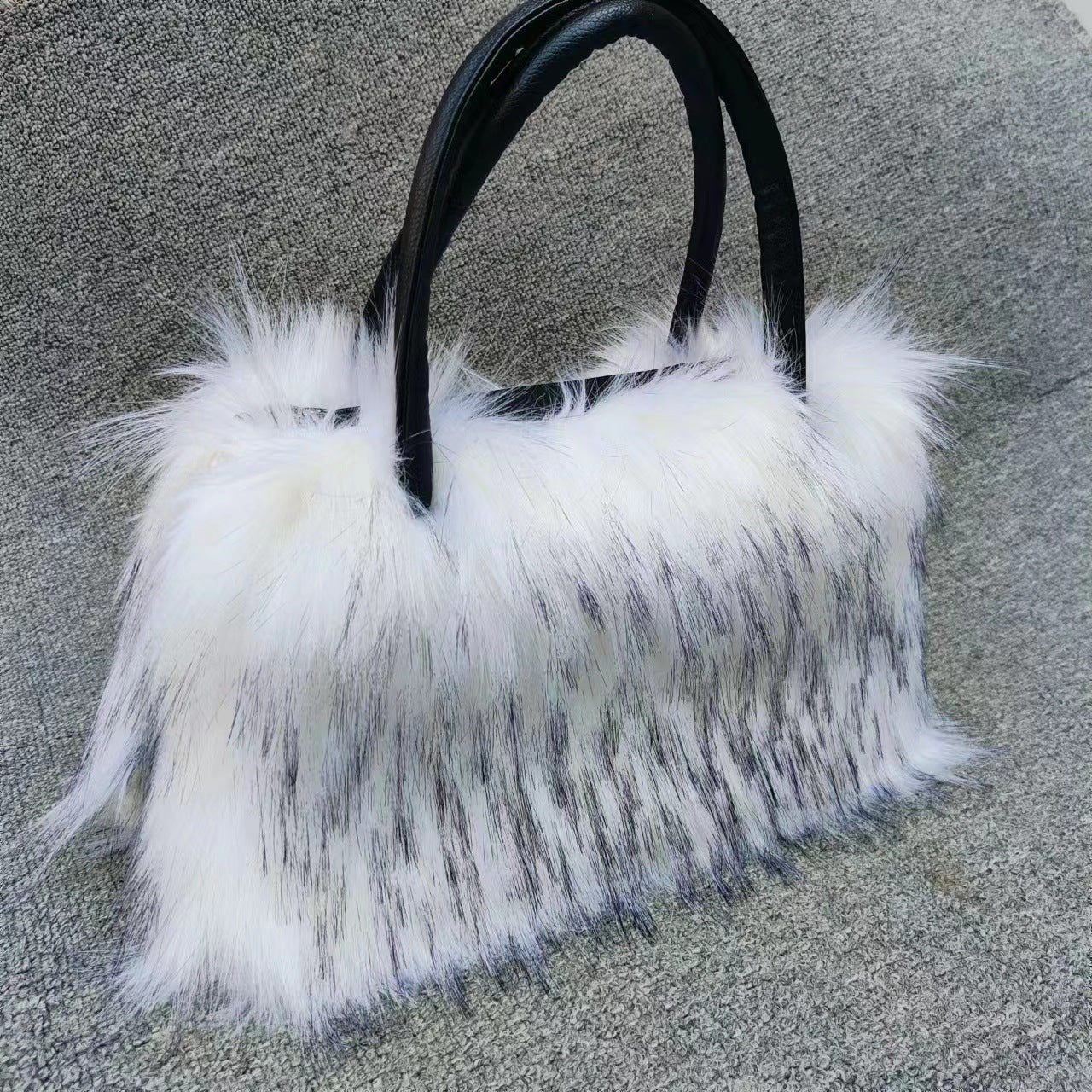 Faux fur plush handbag Faux raccoon fur handbag 12