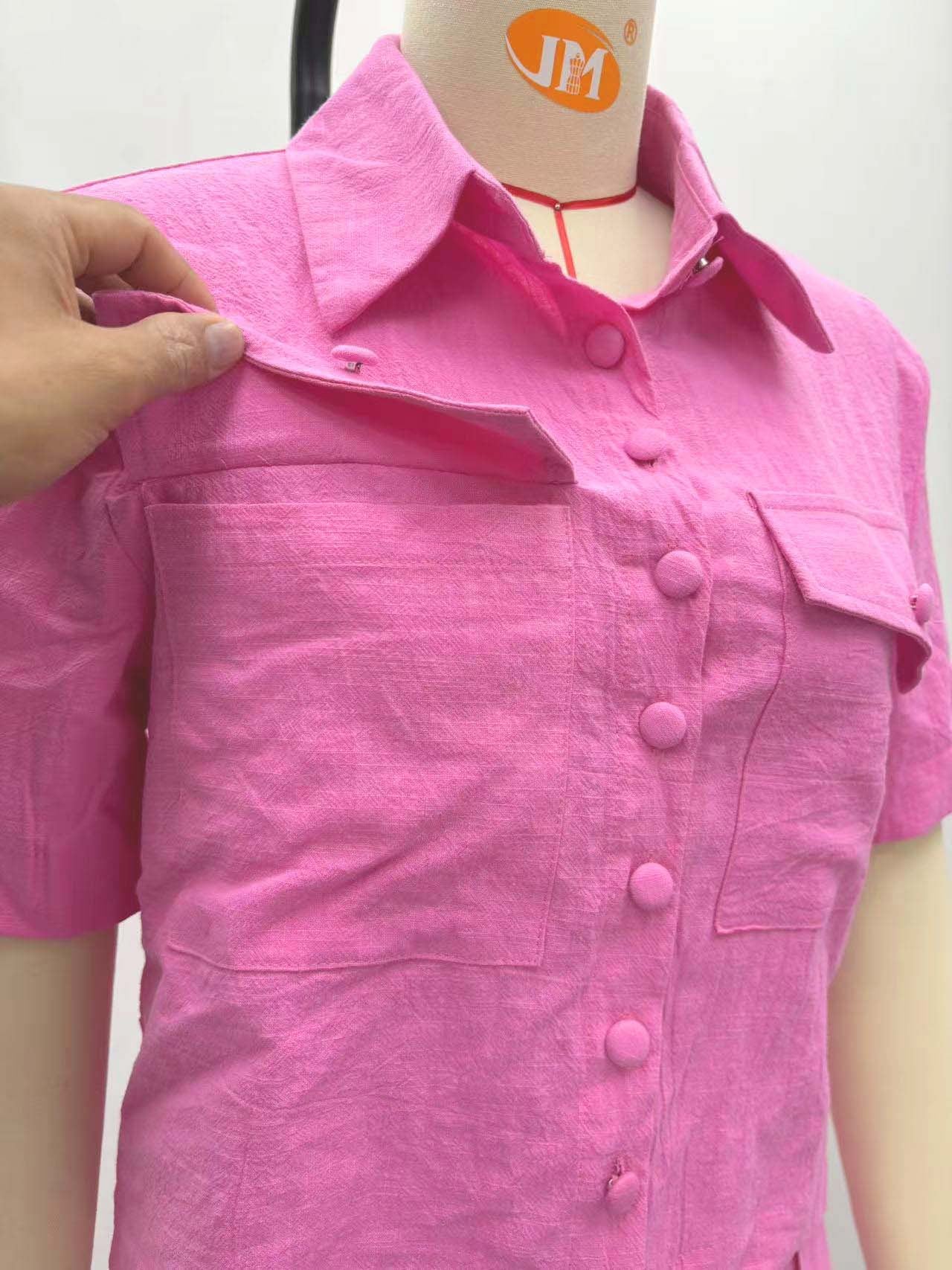 African Women career solid short-sleeved shirt with wide-leg pants two-piece set 12