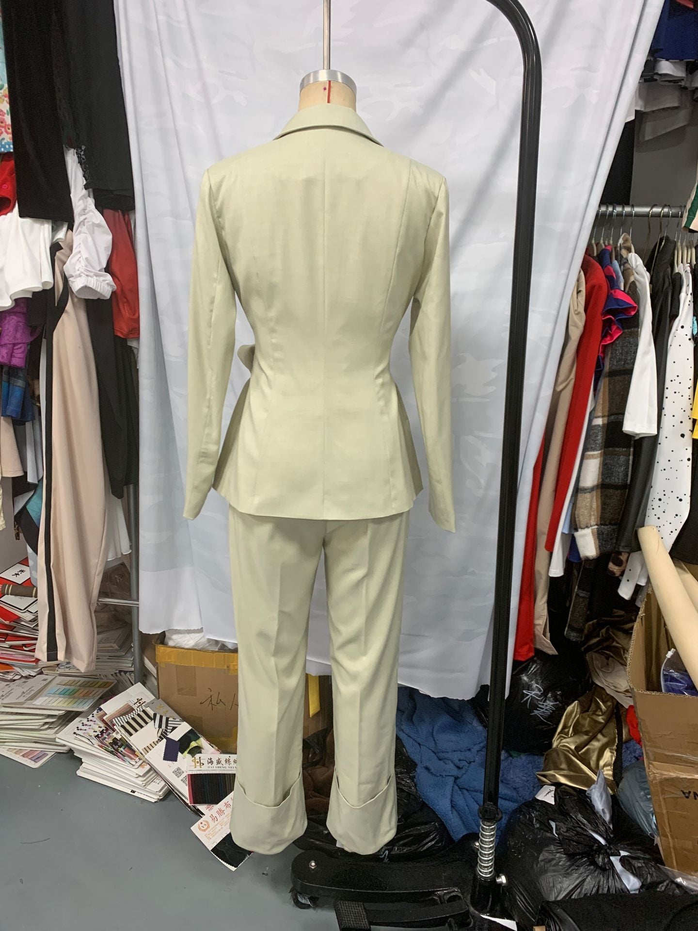 Women casual belt suit and Pants Two Piece Set 6