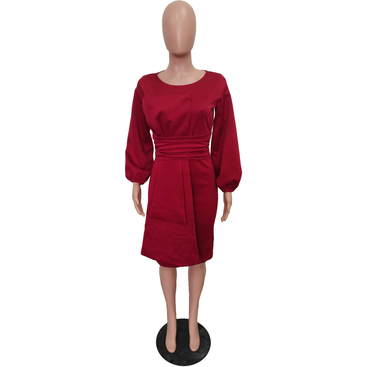 Women's Spring Solid Bodycon Chic Round Neck Dress 7