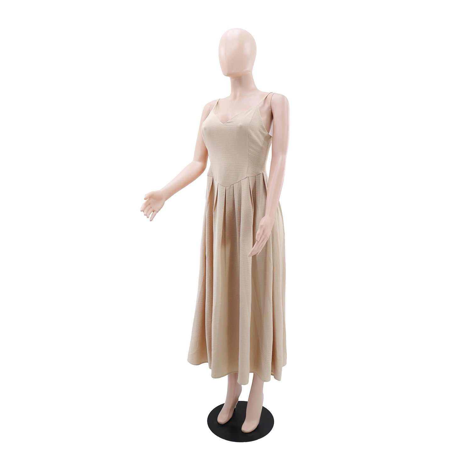 Women Solid Casual Strappy V-Neck Backless Dress 7