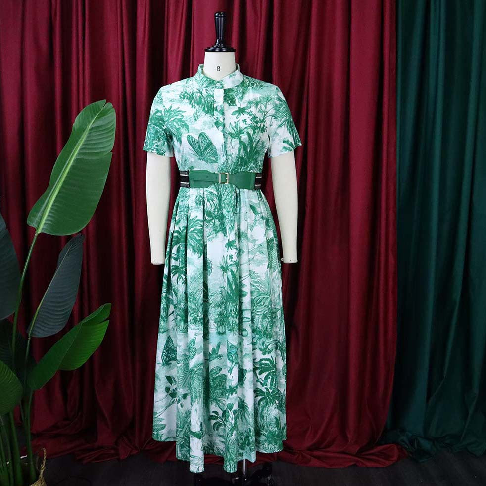 Plus Size Summer Women Printed Short Sleeve Dress 15