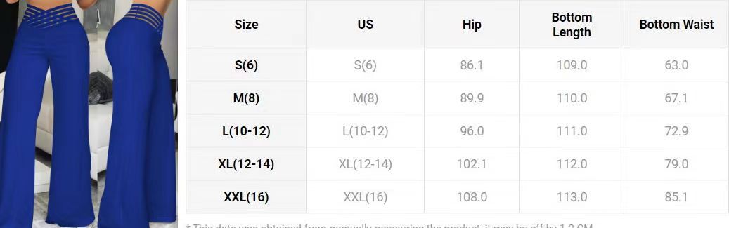 Women Cutout Belt High Waist Casual Wide Leg Pants 18