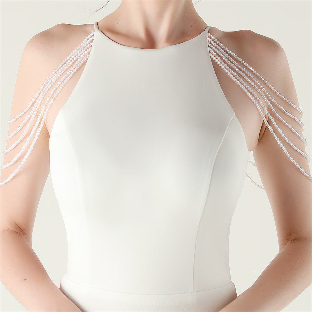 Women beaded off-shoulder one-shoulder slit evening dress 19