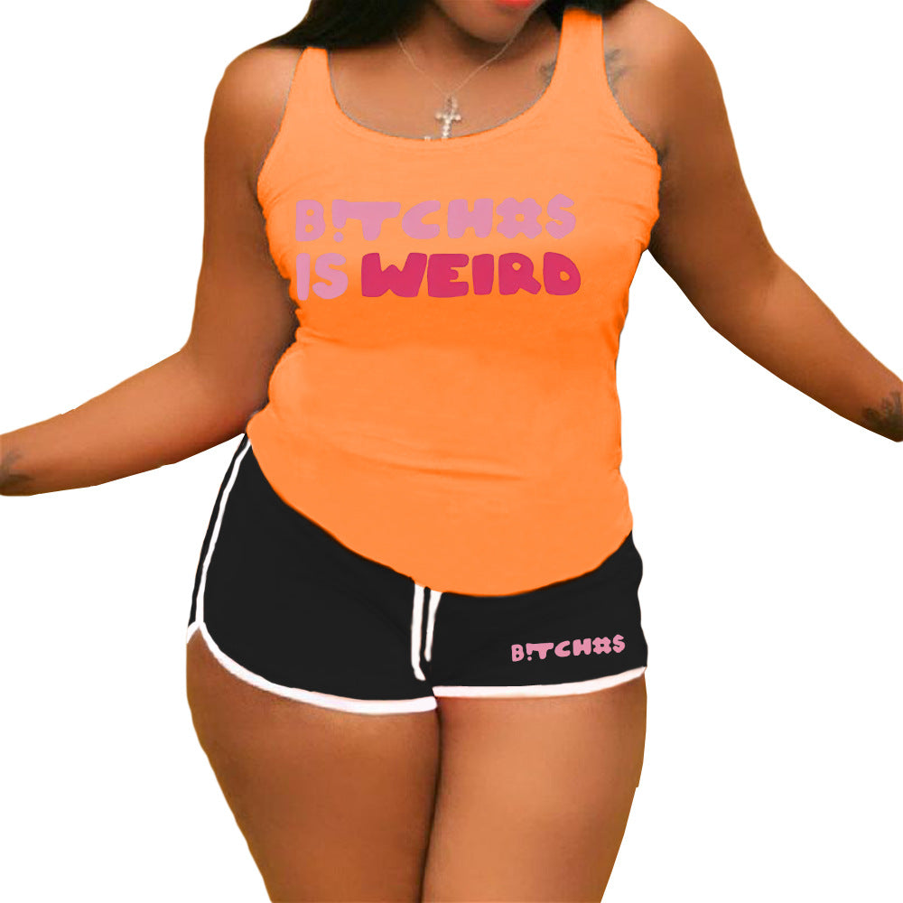 Women vest shorts sports yoga two piece set 31