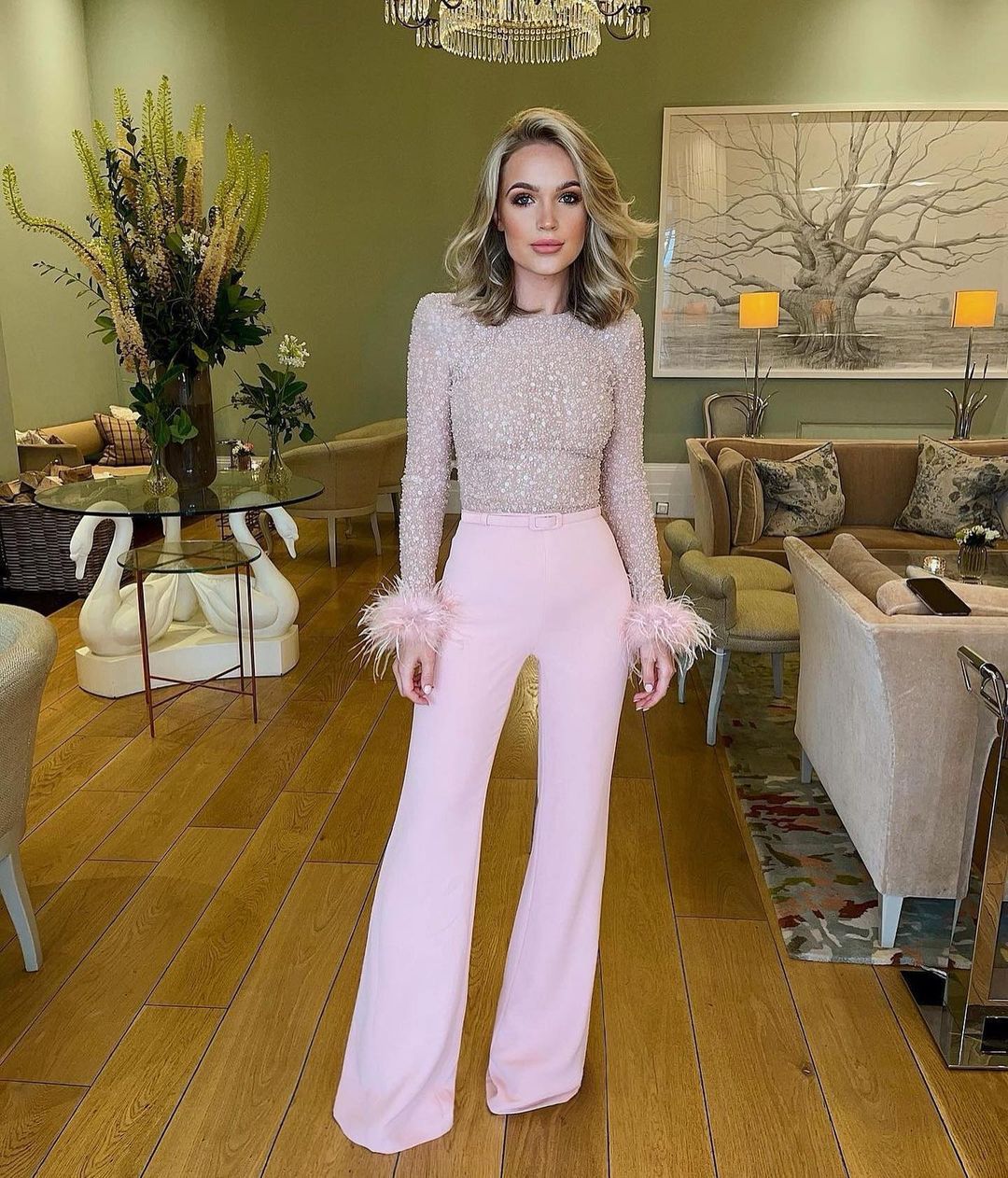 Women Feather Patchwork Jumpsuit 8