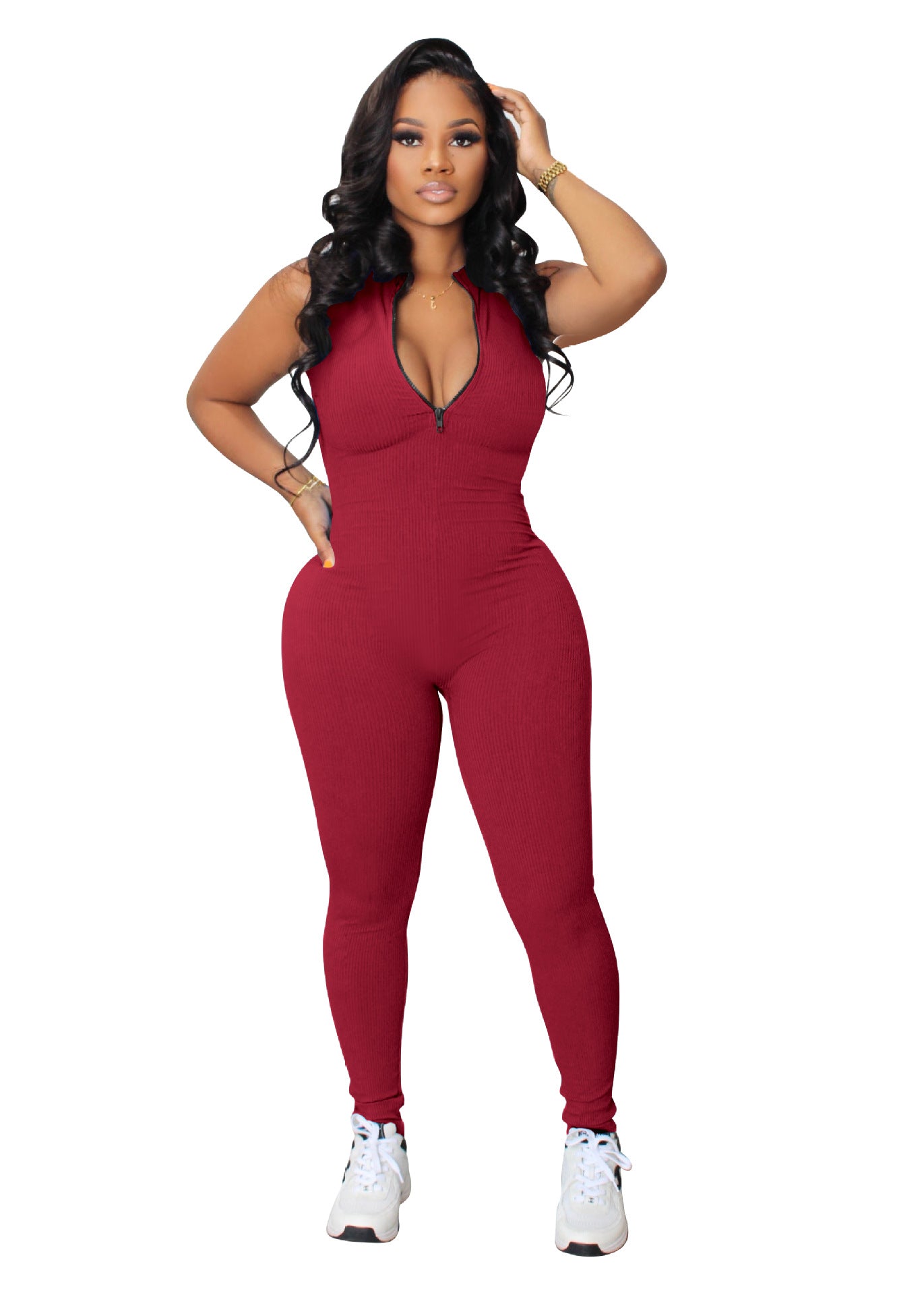Women stretch zipper Jumpsuit 19