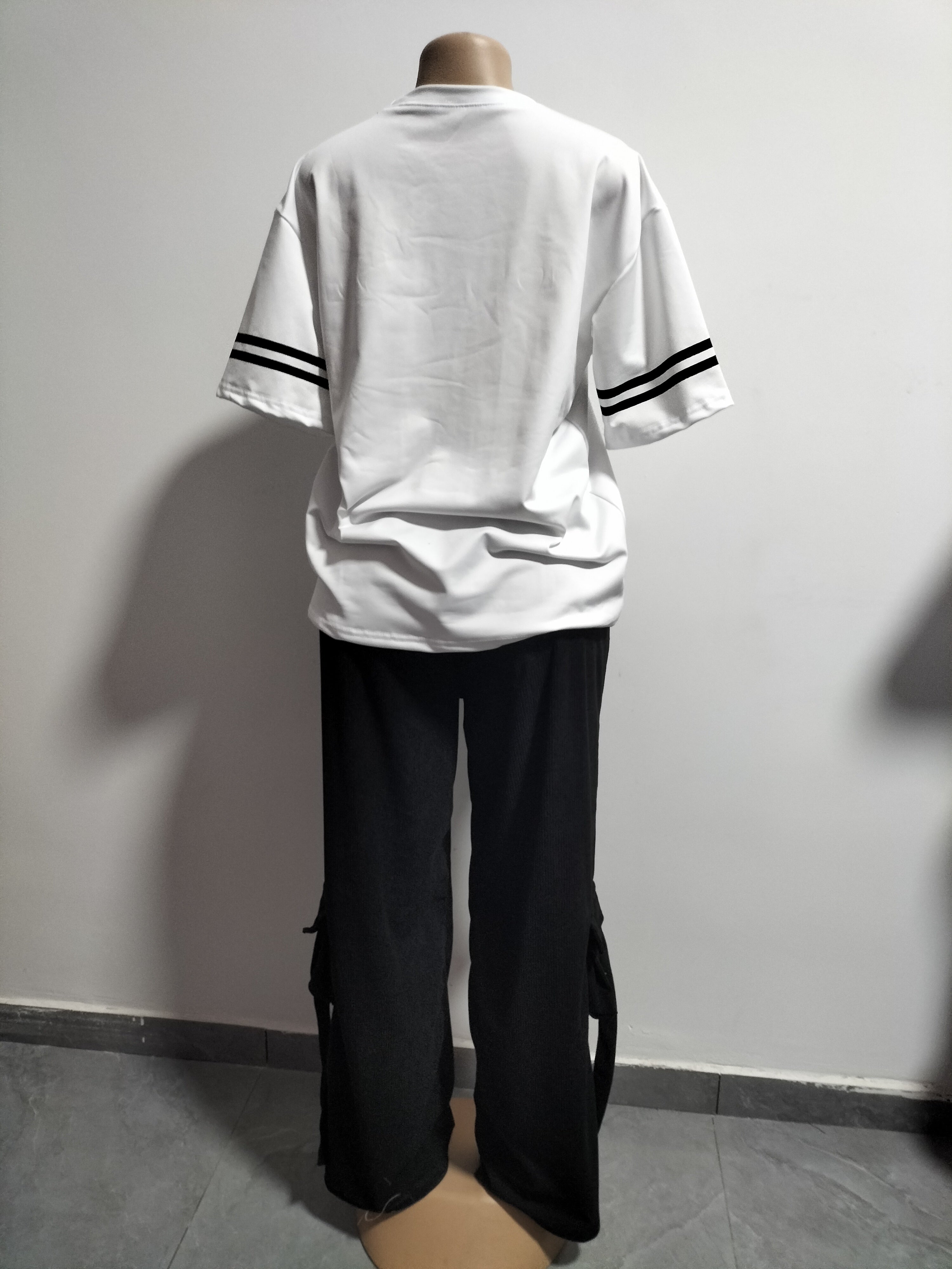 Women Casual Printed Short-sleeved Top and Cargo Pants Two-piece Set 10