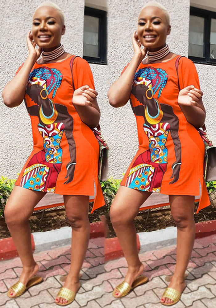 Women Printed Round Neck Casual Dress