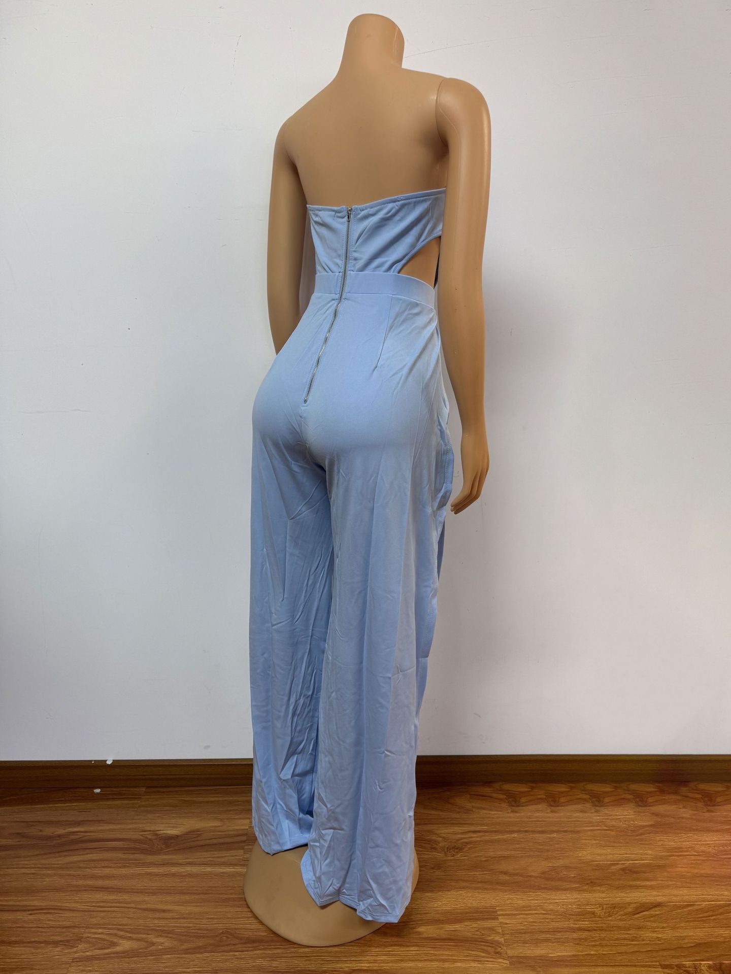 Women V-neck hollow backless patchwork split jumpsuit 5