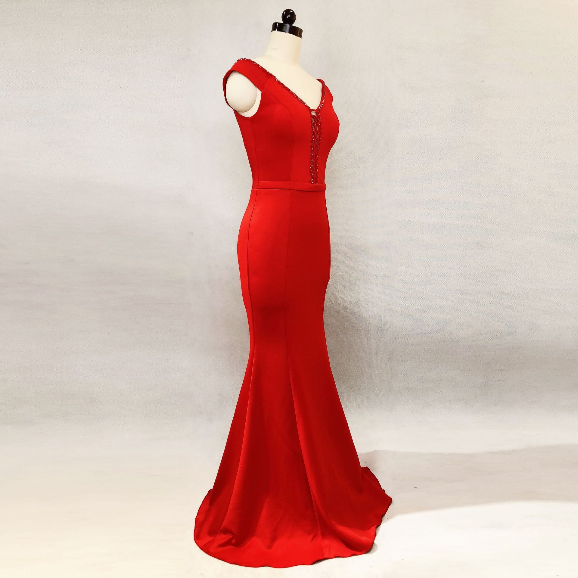 Women Elegant V Neck Slim Formal Party Maxi Mermaid Evening Dress 21