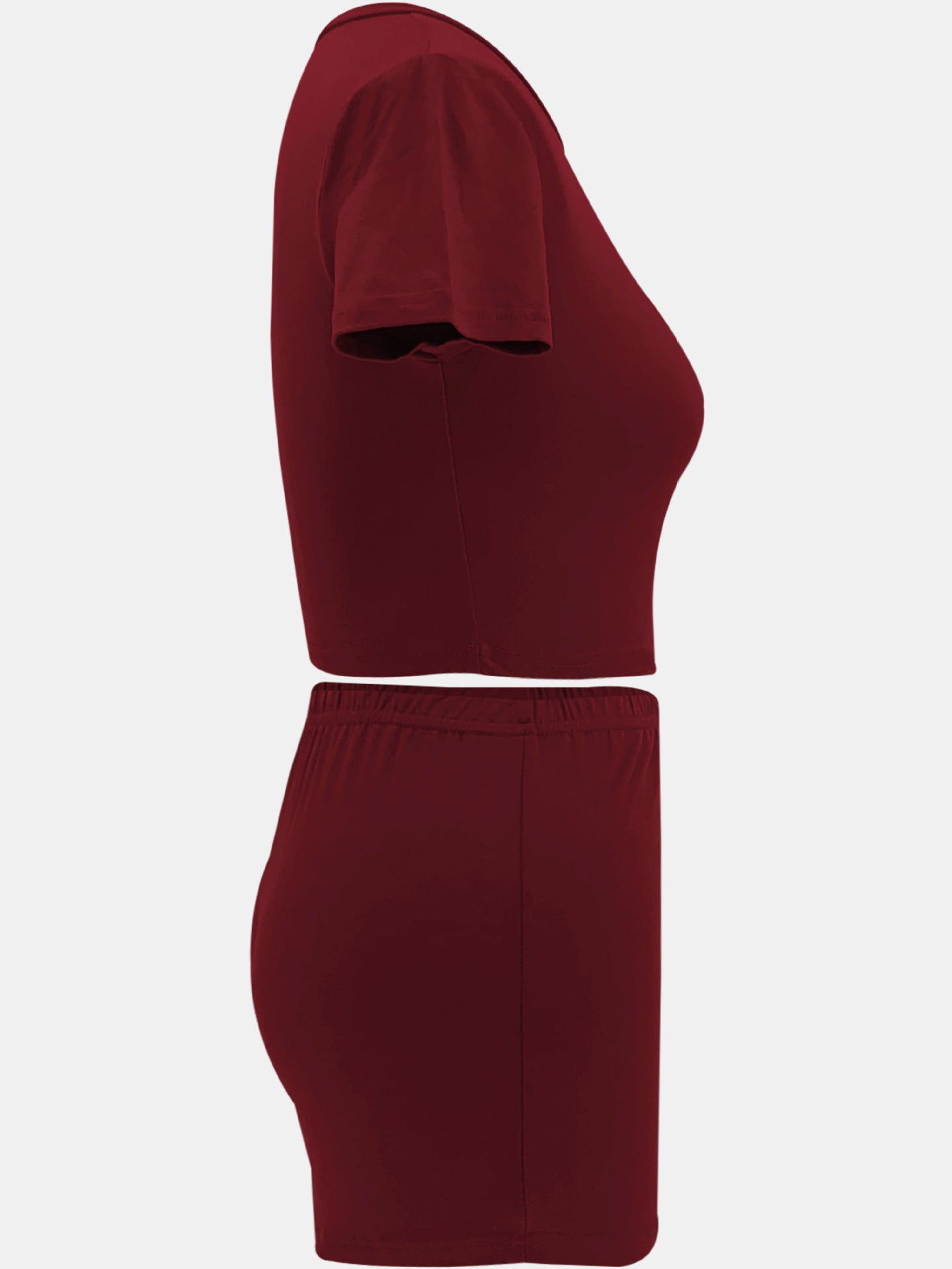 Women Summer Solid Crop Top Shorts Two-Piece Set 43