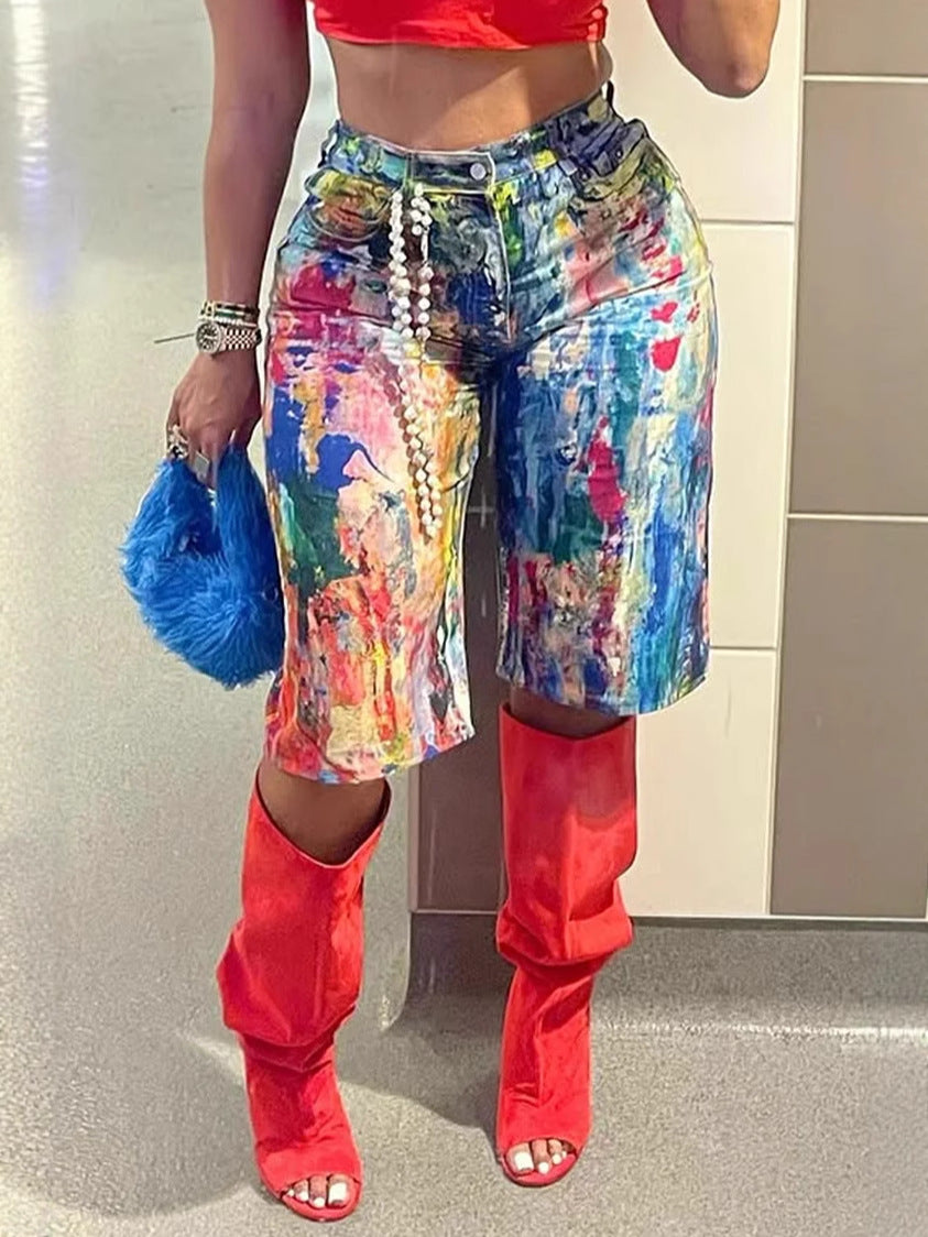 Women Casual Painted Printed Shorts 6