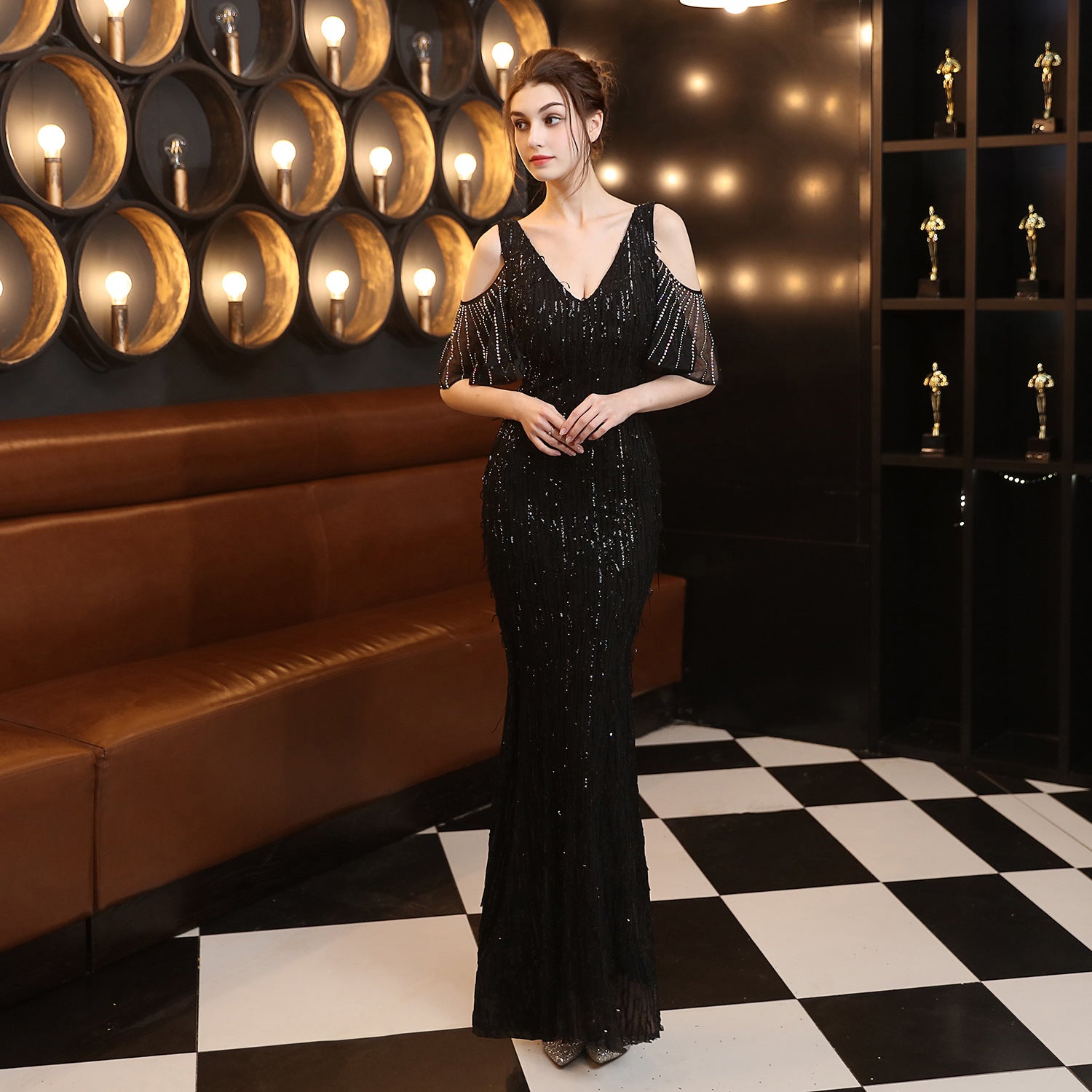 Women Fringed Sequin Formal Party Elegant Mermaid Evening Dress 12