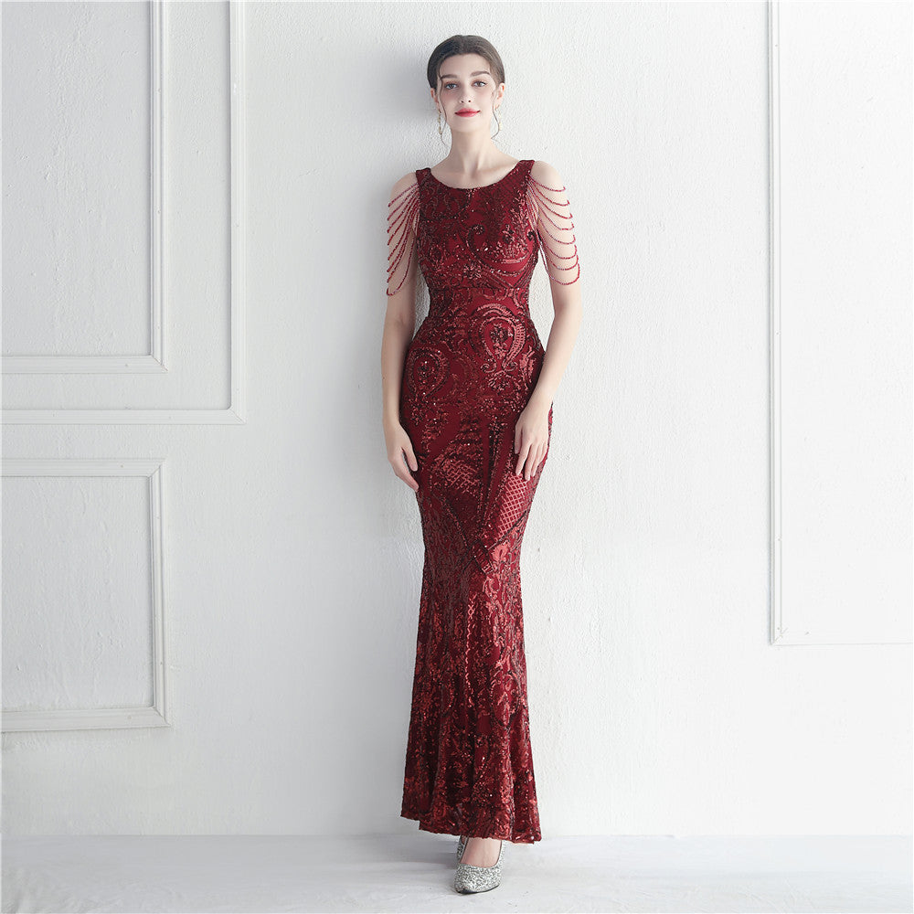 Beading Positioning Flower Beads Wedding Prom Long Dress 4