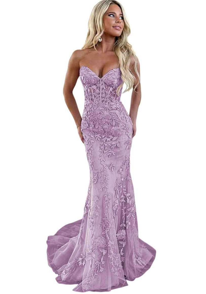 Women Clothing Fishtail Sequined Strapless Birthday Party Evening Dress（Processing time need 3-6 days）