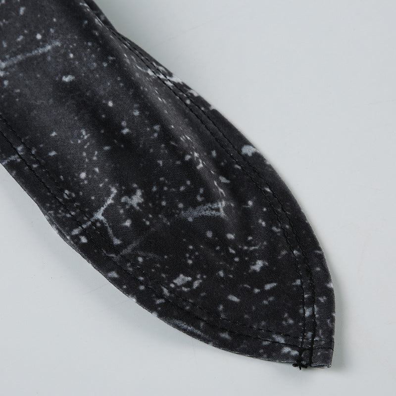 Sexy Women's Tie-Dye Print Short-Sleeved Lace-Up Crop Top Pleated A-Line Skirt Casual Two-Piece Set 13