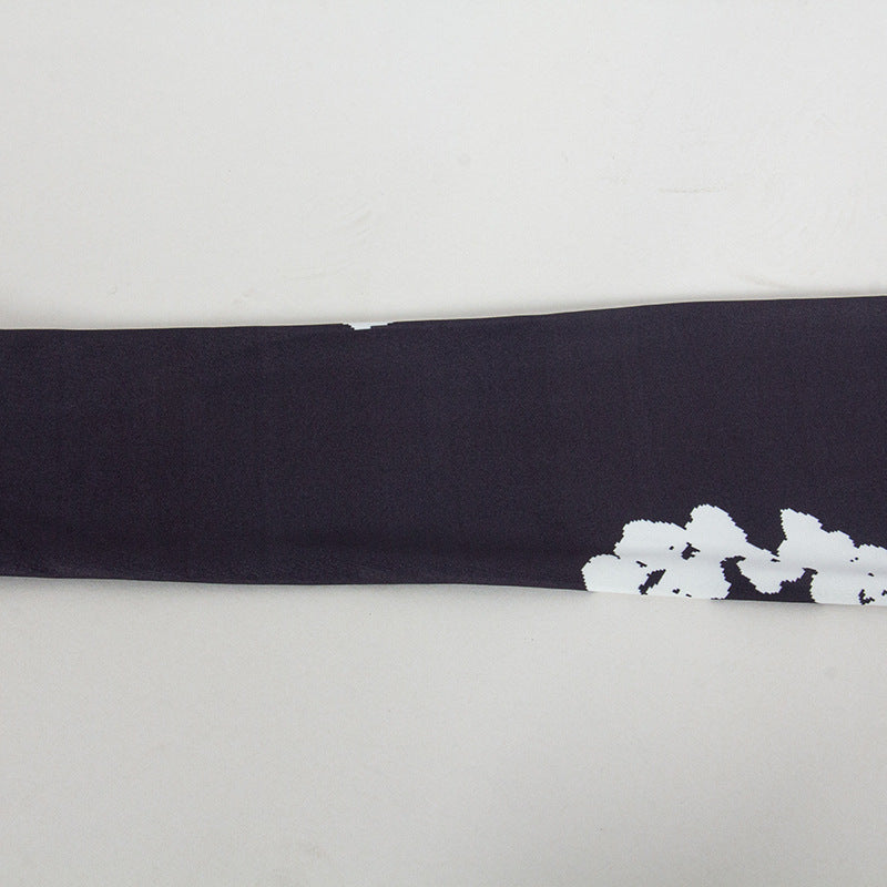 Women Round Neck Long Sleeve Flower Print Dress 13