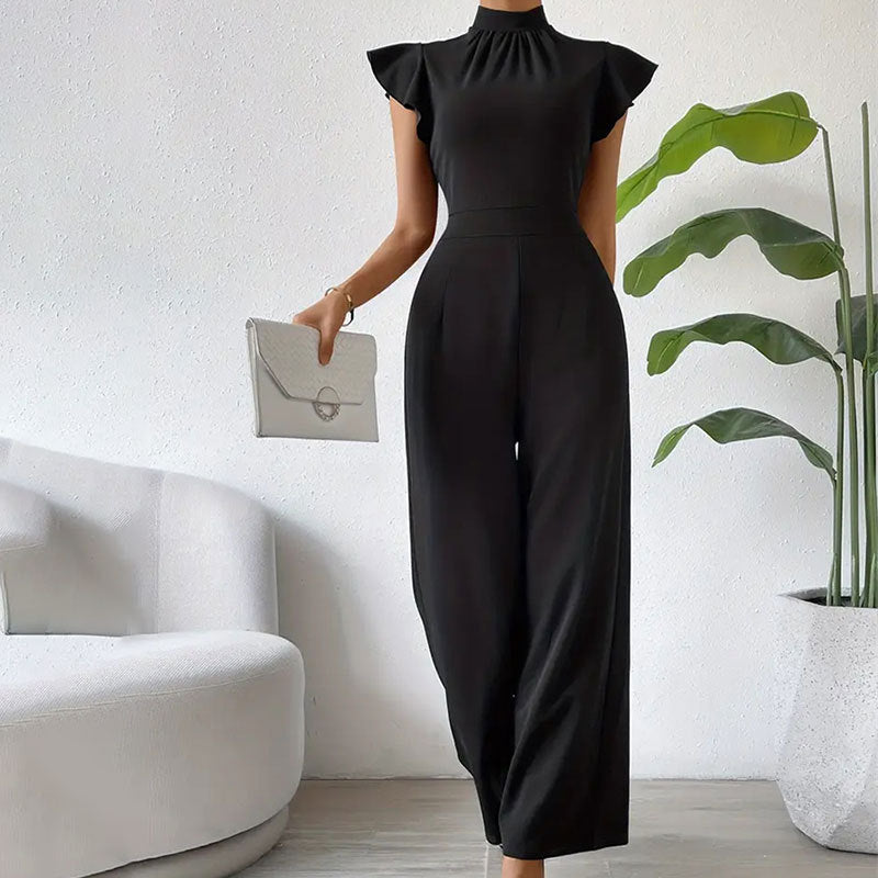 Stand Collar Ruffled Sleeveless Wide-Leg Women's Jumpsuit 6