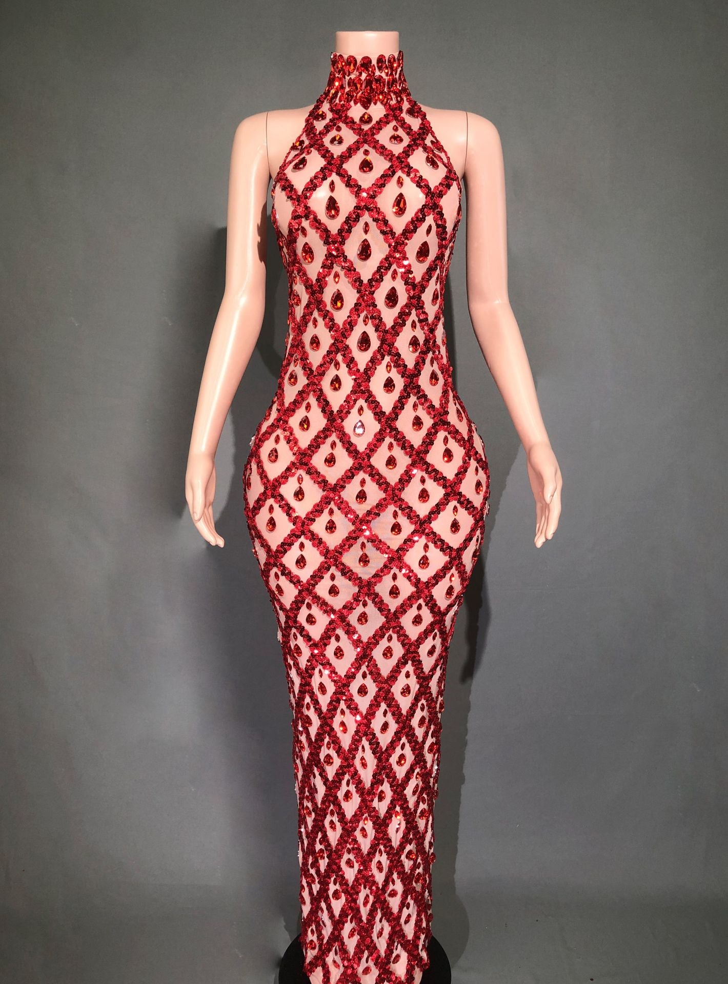 Plus Size Women rhinestone dress 4