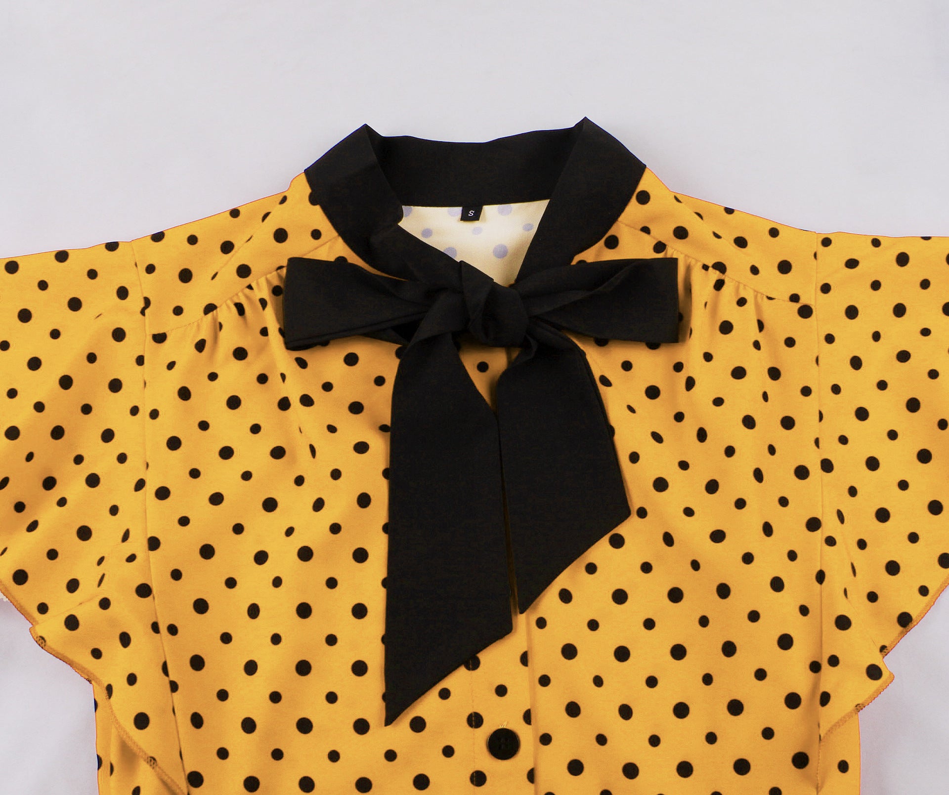 Women's Short-Sleeve Round Neck Knee-Length Retro Polka Dot A-line Dress 15