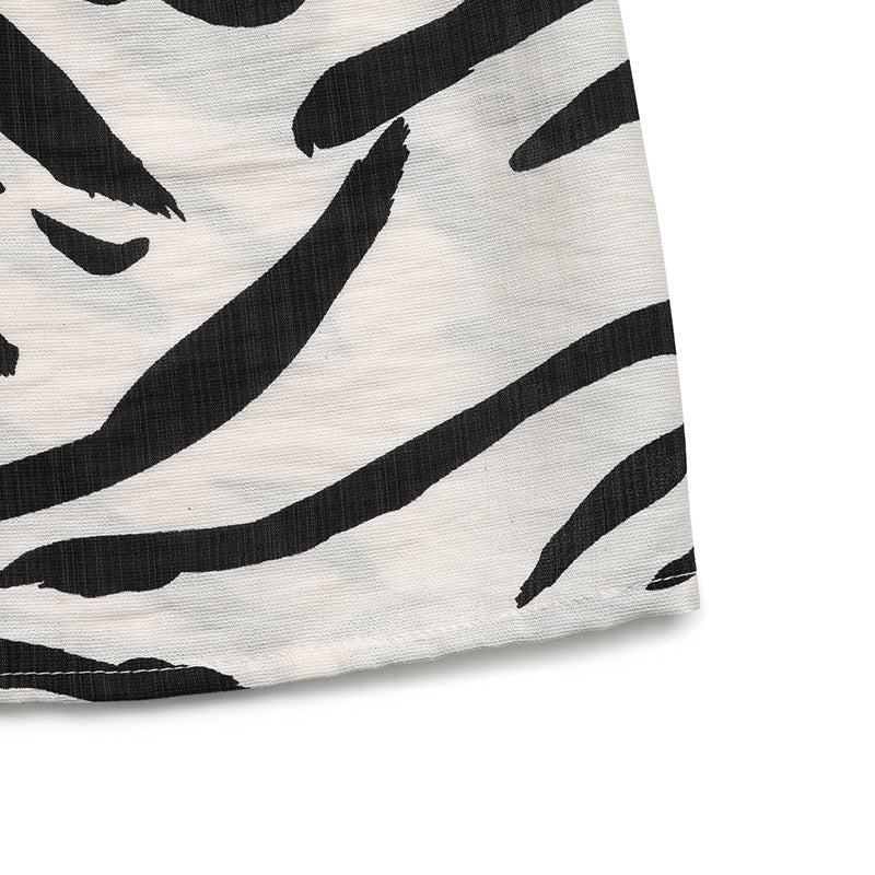 Women Elegant V-Neck Sleeveless Zebra Print Dress 14