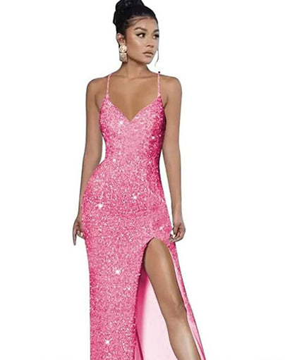 Sleeveless Backless Strap Red Deep V-Neck Sequin Dress（Processing time need 3-6 days） 18