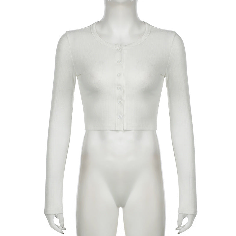 Women Casual two-piece set knitting basic button-down long-sleeved Top elastic trousers two-piece set pajamas and home clothes 22