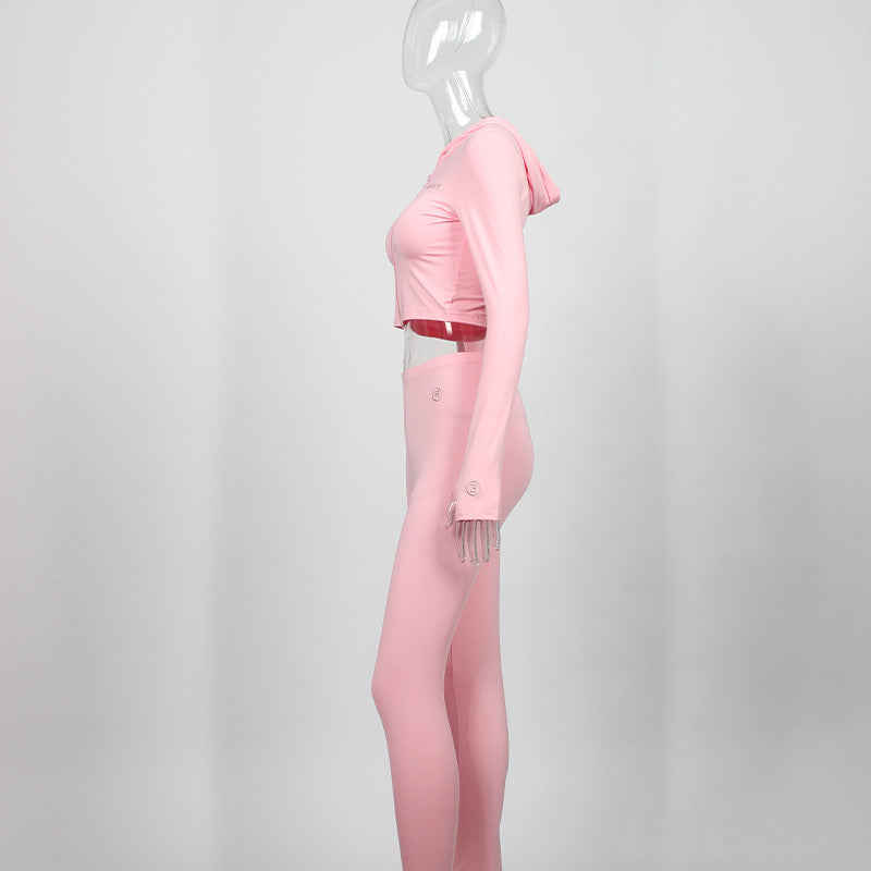 Women Solid Sexy Zipper Long Sleeve Top and Pant Two-piece Set 6