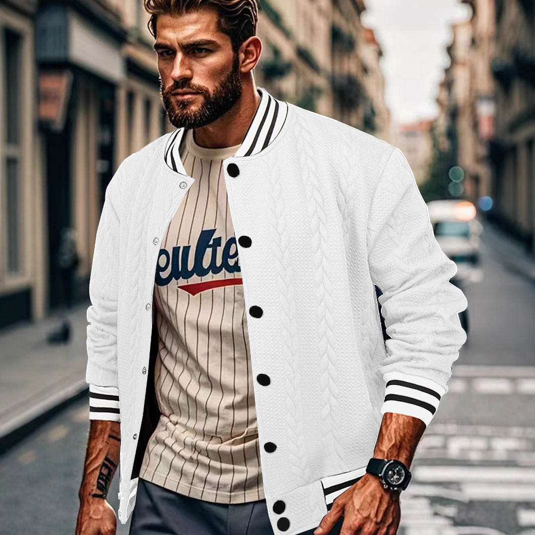 Men's jacquard trendy Solid baseball Coat 10