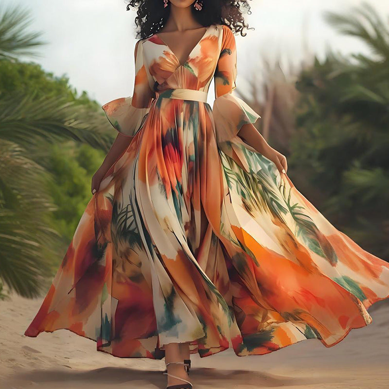 Women Printed Holiday Beach Dress 3