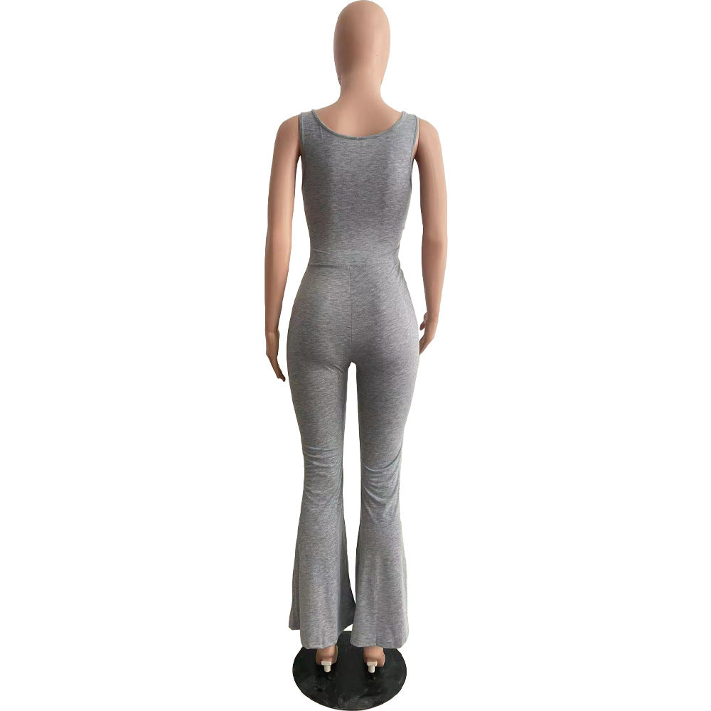 Trendy Solid Knotted High Stretch Wide Leg Jumpsuit 15