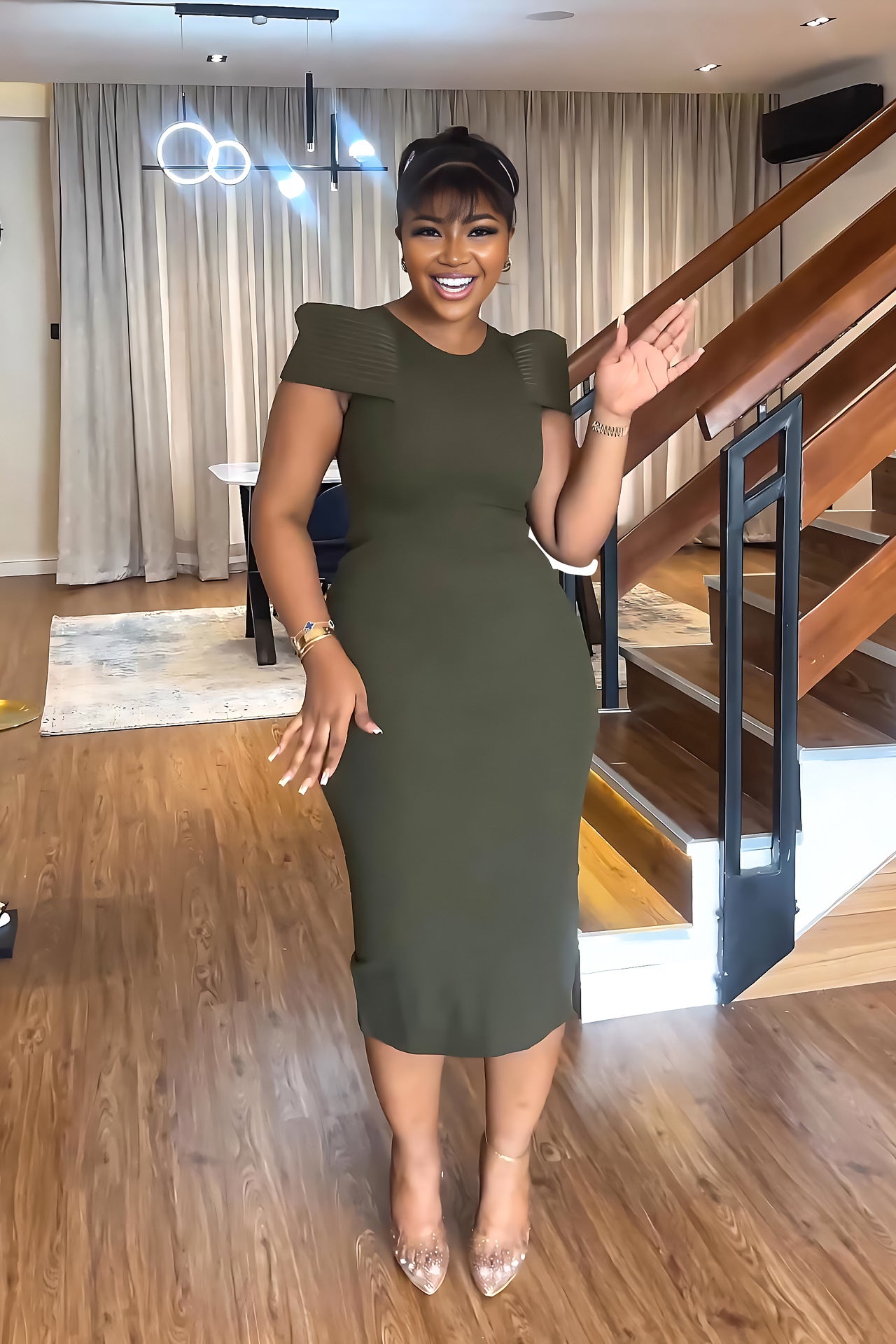 Women's Sleeveless Casual Career Slit Bodycon Dress 3