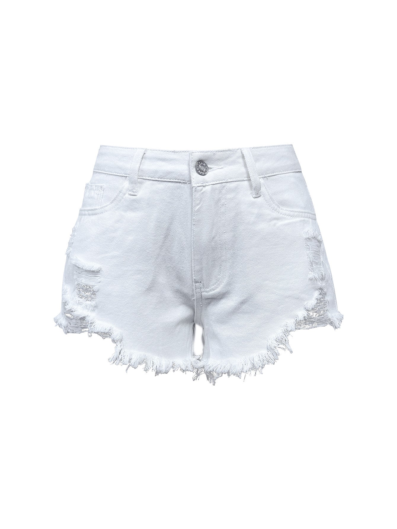High-Waist Slim Fit Raw-Hem Denim Shorts 6