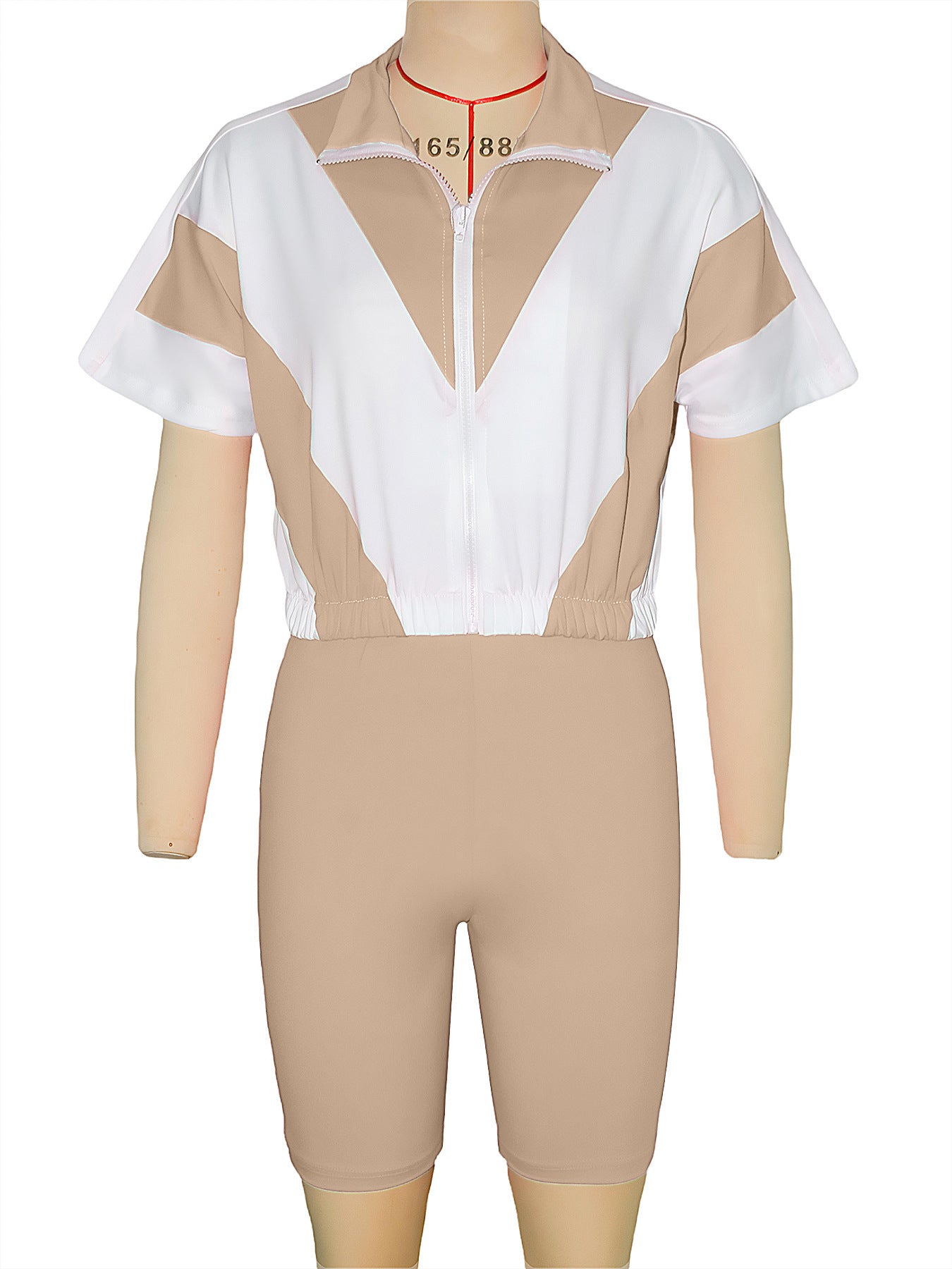 Women contrast color sports Casual short-sleeved Top and shorts two-piece set 21