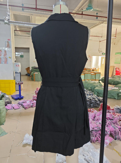 Slim Chic Sleeveless Double Breasted Slim Waist Blazer Dress 6