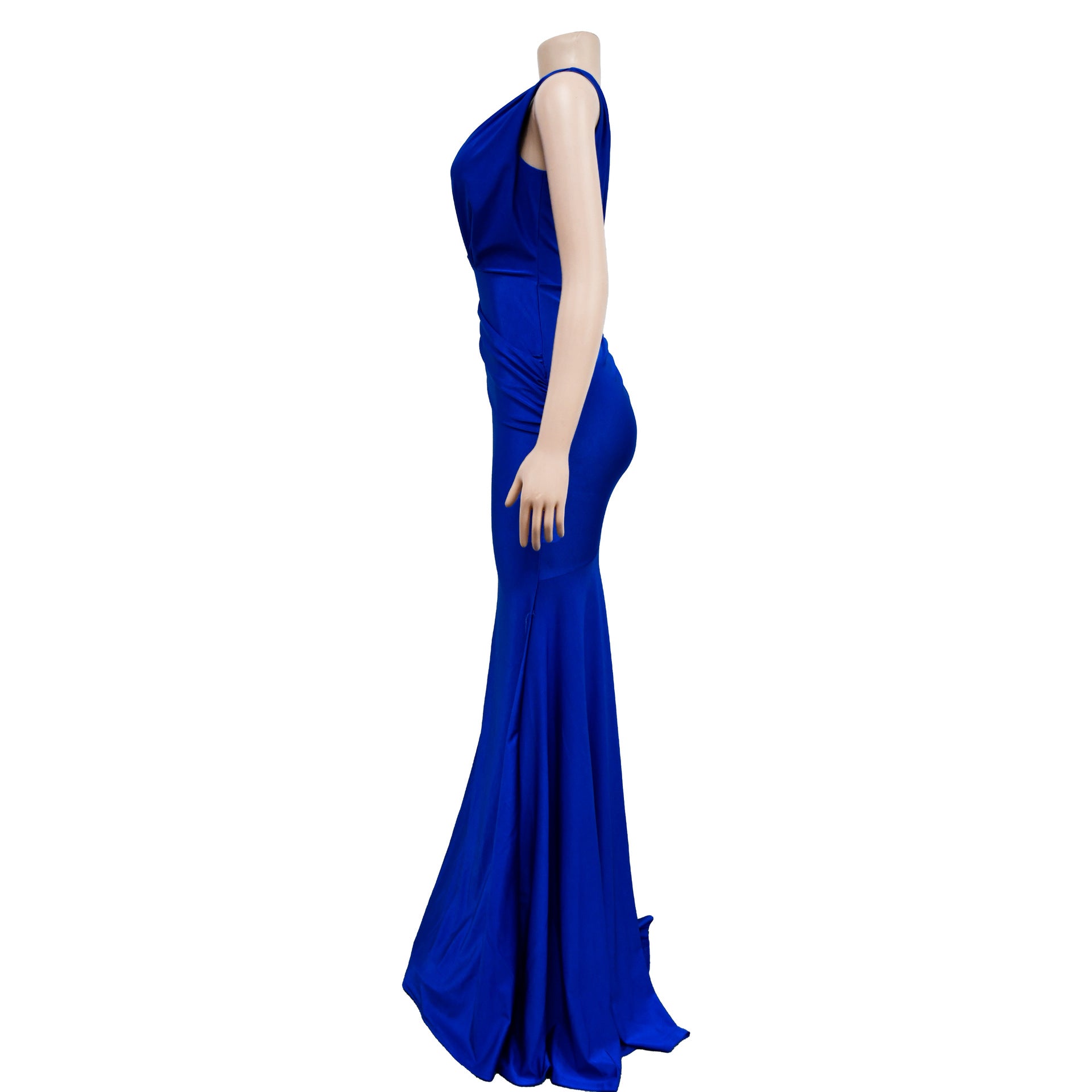 Women Solid V-Neck Sleeveless Pleated Maxi Dress 44